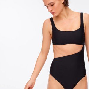 J. Crew Cutout One-Piece Swimsuit - Black